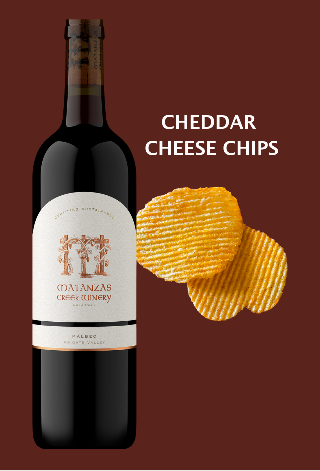 Matanzas Creek Knights Valley Malbec with Cheddar Chips