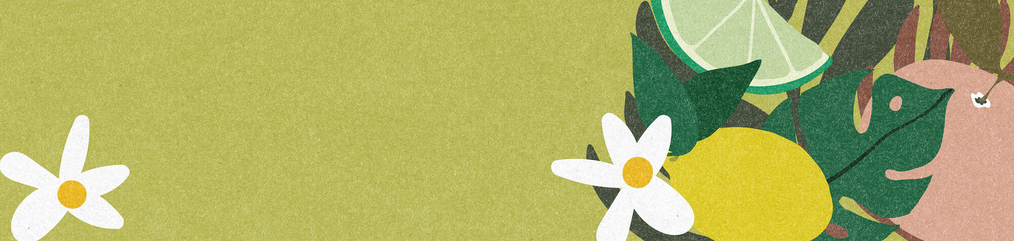 Decorative, illustrated floral arrangement